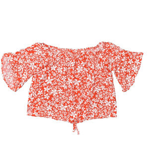 Lane Bryant Red Floral Off-Shoulder Top